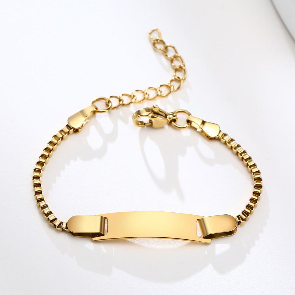 Personalisierter Edelstahl Schmuck Individuell Personalisierter Name ID Armband Mädchen Junge Neugeborene Kinder Geschenke Panzerkette Glied