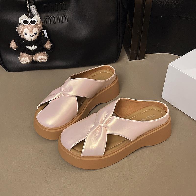 Height-increasing thick-soled Mary Jane shoes, women's new summer outer wear fashionable and versatile casual soft-soled non-slip bag head slippers