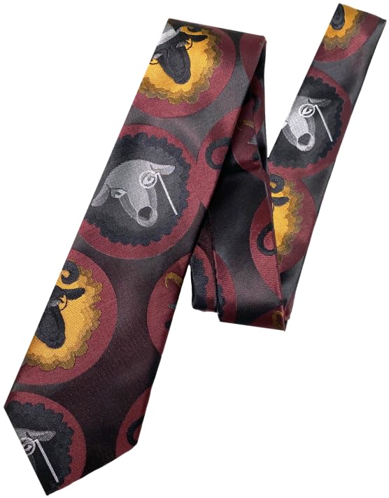 

[MaRowsm] Men s Necktie for Suits, Formal Wear, Business, Job Hunting, Animal Print (Sheep Pattern, Red)