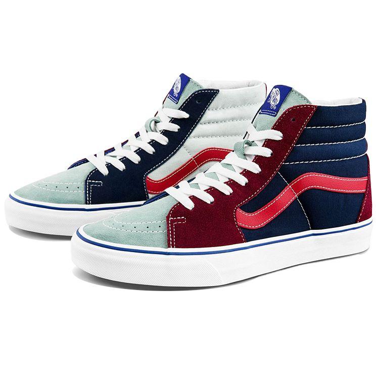 Vans Sk8 Shock Absorbing Durable Lightweight Breathable High-Top Skate Shoes Unisex Skate Shoes Black Red VN0A4U3C2PJ