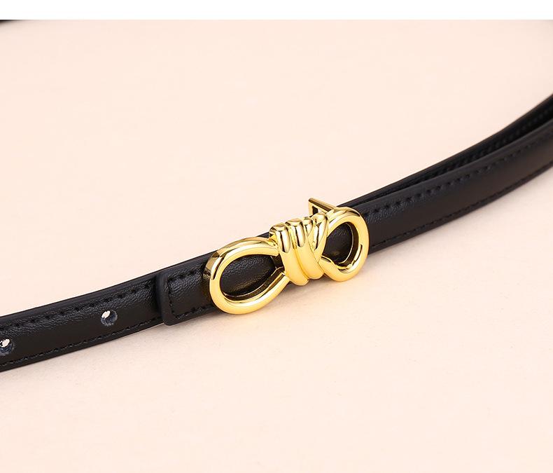 Women's Leather Belt with Rope Knot, H Buckle, Thin Waistband - 2026 Fashionable Accessory