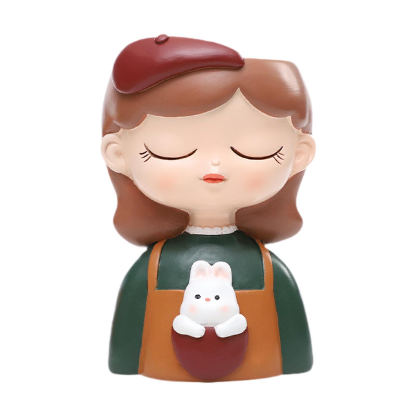 

Fairy Head Planter Figurine Sculpture Creative Ornament Lovely Resin Face Planter Pot for Patio Porch Backyard Garden Yard