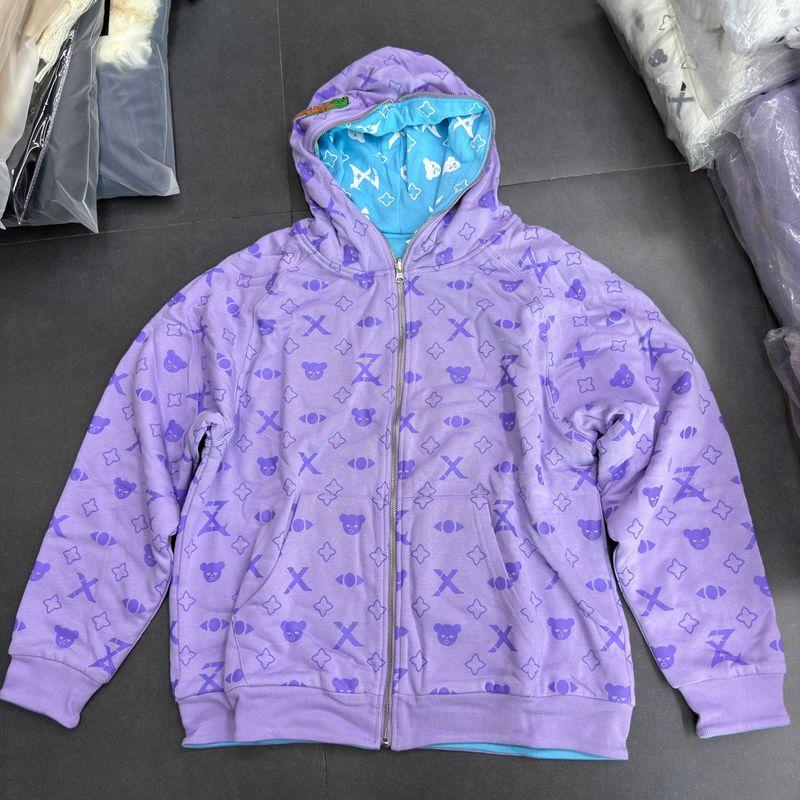 

Двусторонняя толстовка Ретро Модная Милая Крутая Красивая Толстовка с капюшоном на молнии Контрастного цвета Яркого цвета Двусторонняя Продвинутая Верхняя одежда Blue and purple/Sweatshirt on both sides M