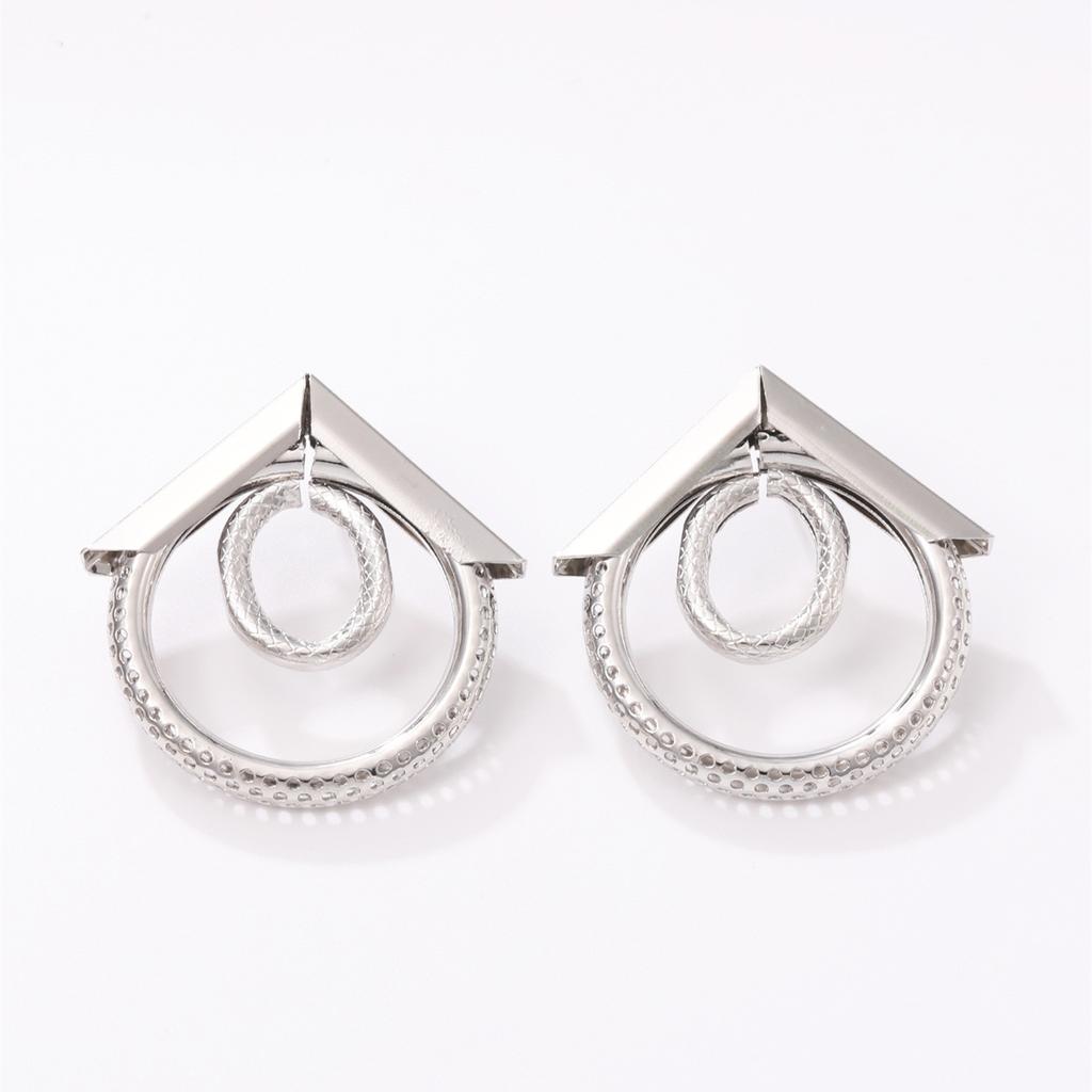 European and American exaggerated earrings, personality geometry, large circle metal trendy temperament, double-layer hollow tube earrings