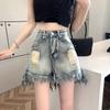 High Waist Denim Shorts Women Loose Fit Summer A Line Wide Leg Casual Shorts