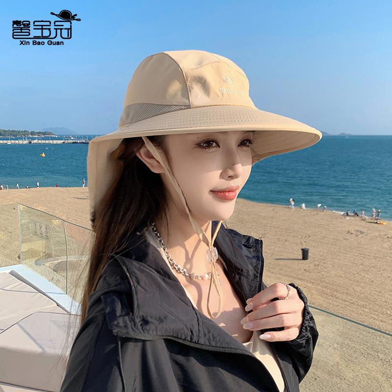 Spring and Summer Eaves Shawl Bucket Hat Outdoor Play Mountaineering Sunscreen Sun Hat Breathable Fashion Versatile Hat Women