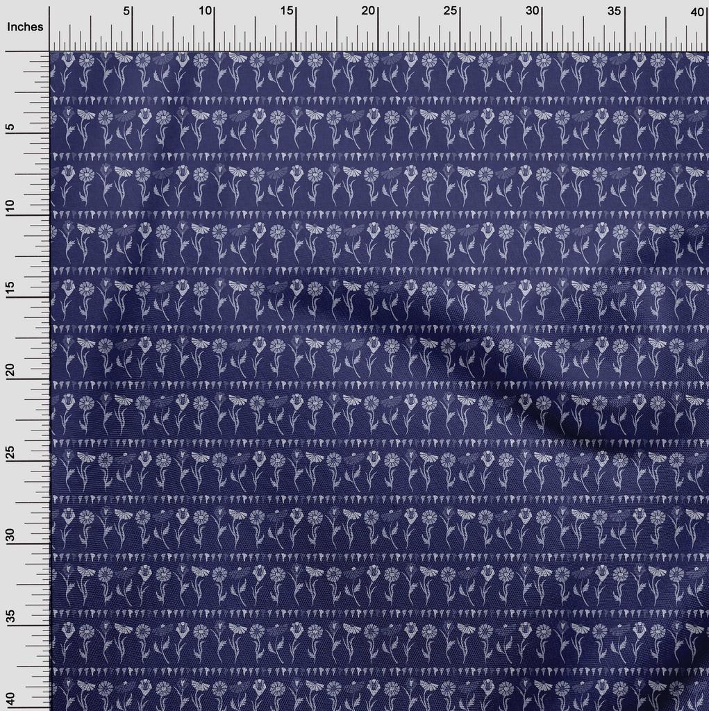 oneOone Cotton Flex Dark Blue Fabric Block Sewing Material Print Fabric By The Yard 40 Inch