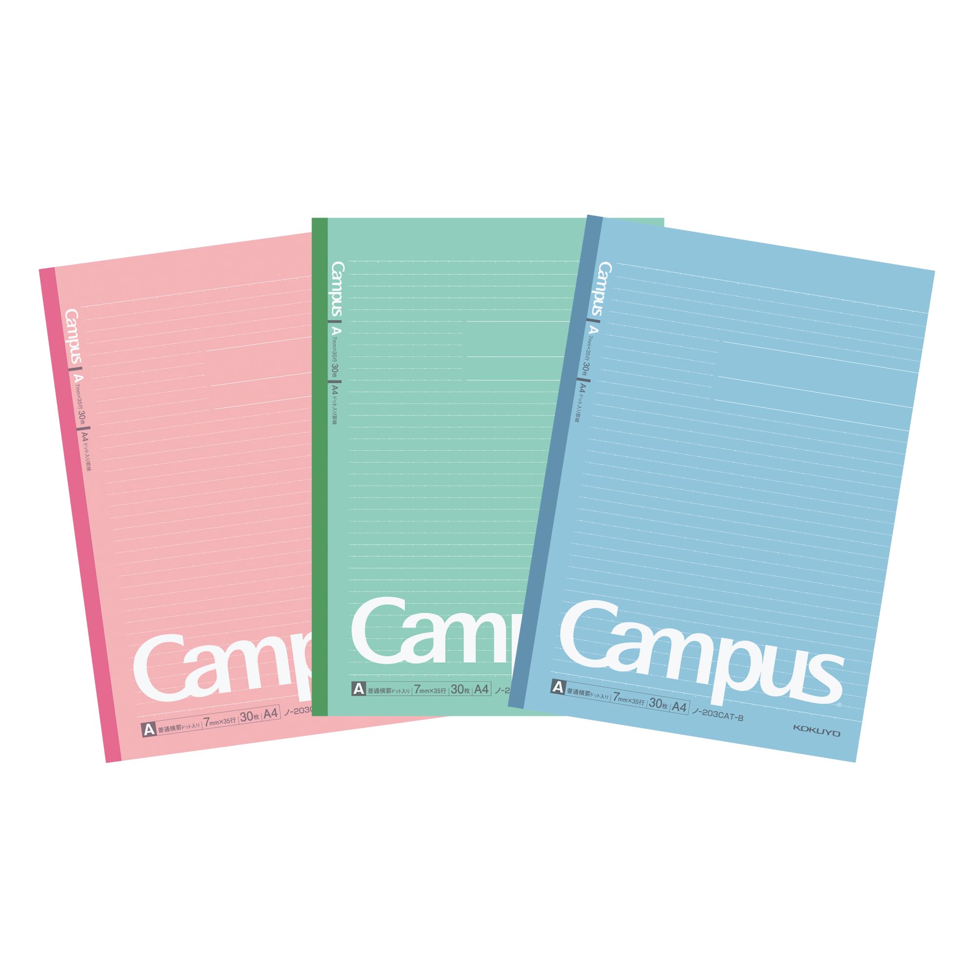 

KOKUYO Campus Dot 30 203CATX3 Notebook, A4, 3-Pack, Ruled, A-Ruled, Sheets, No.