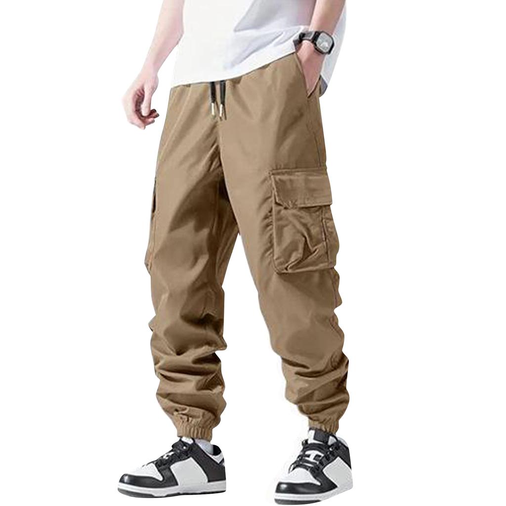 Herren Sommer Multi-Pocket Cargo Jogginghose Outdoor Langlebige Gerade Bein Arbeits Hose mit Elastischen Bündchen und Verstellbarem Bund
