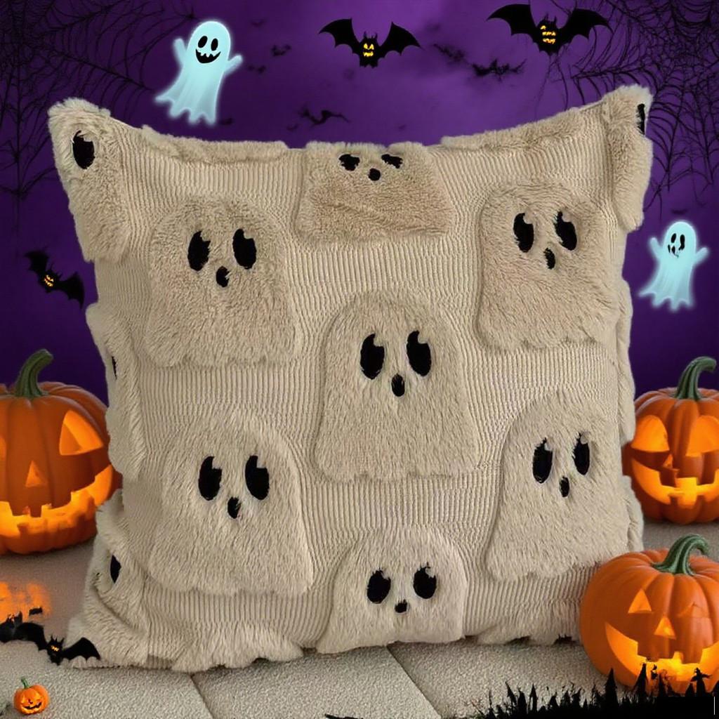 Ghost Halloween Cushion Cover Made Polyester Fun Design Living Room Decoration