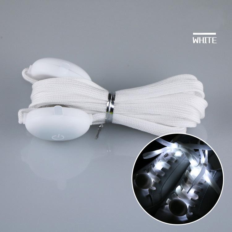 1 Pair New LED Shoelaces Luminous Flashing Shoe Laces Disco Party Light Up Glow Nylon Strap 120cm Luminous Round Flash No Tie