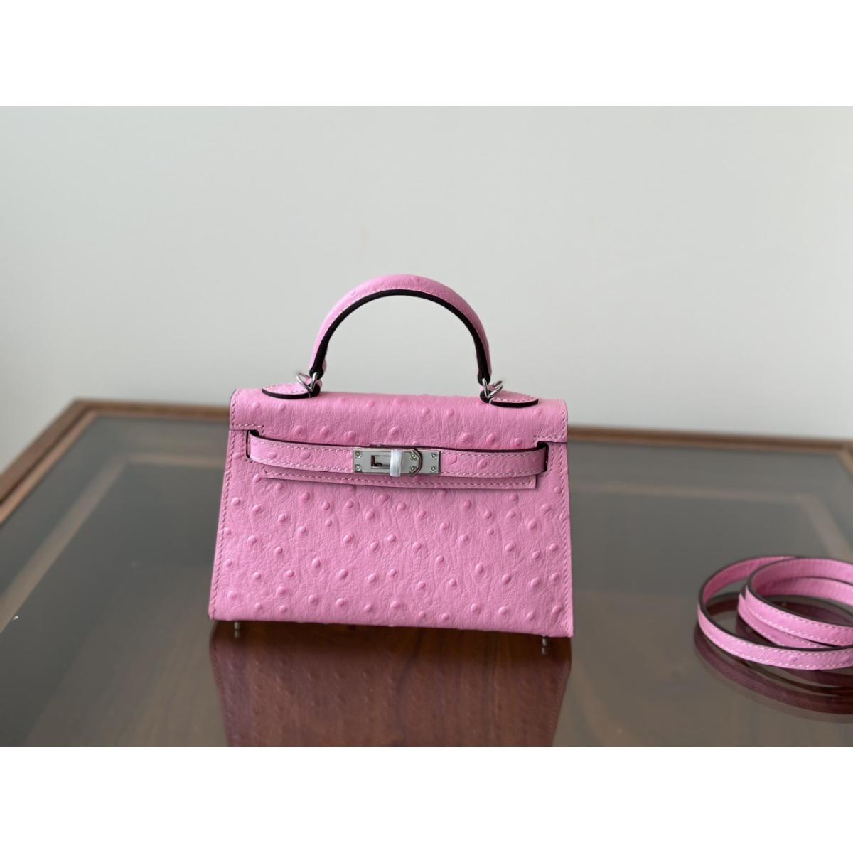 

Kazilan 19 Келлі Страусова Коров яча Шкіра Друге Покоління Сумка Келлі На одне плече Через плече Сталевий Фурнітур Міні Портативна Жіноча Сумка 19cm