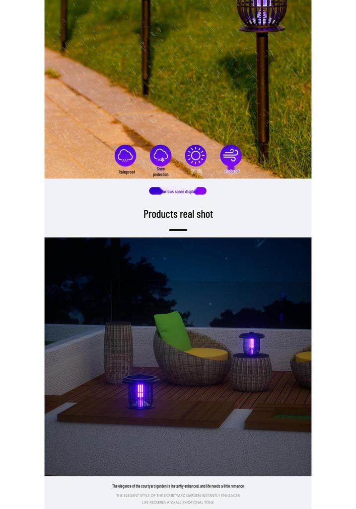 Solar Waterproof Outdoor Mosquito Killer Lamp – Electric Fly Catcher and Insect Repellent for Home and Garden Use