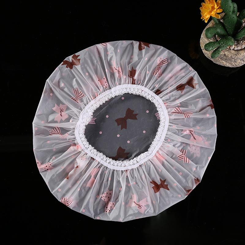 Flower Pattern Shower Cap Waterproof Bath Hat Thickened Cap Women Spa Hair Salon Supplies Shower Cap Bathro Accessories