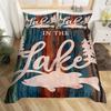 Fishing Soft Duvet Cover Set Twin King For Young Boys Men Rustic Fisherman Warm Comforter Cover Microfiber Wild Cabin Fishing Theme Beding Set