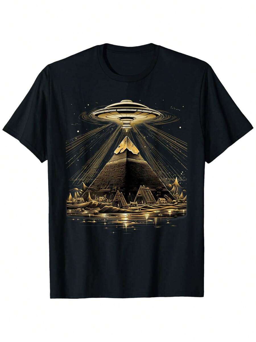 

Aliens UFO Egyptian Pyramids Science Fiction Graphic Unisex T-Shirt L