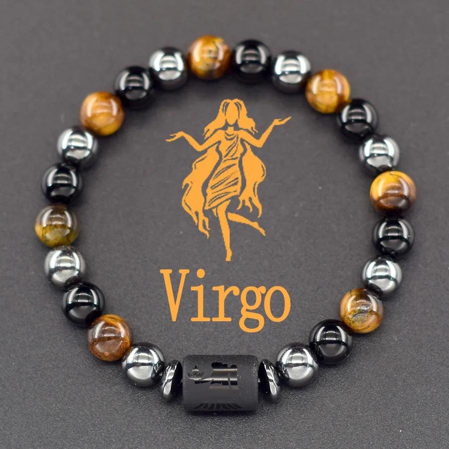 12 Zodiac Signs Natural Stone Bracelets Leo Capricorn Taurus Cancer Bracelets Girl Men Couple Friendship Jewelry Gift Bracelets FashionColor