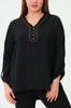 Damska bluzka w dużym rozmiarze Bluzka plus size z łańcuszkowymi dodatkami na kołnierzyku