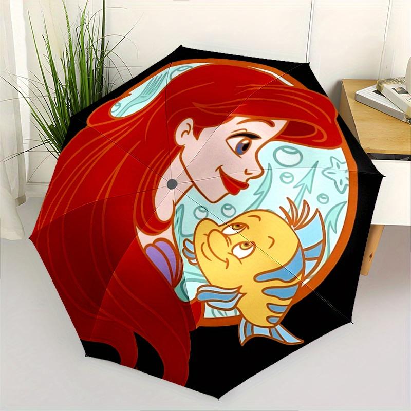 1pc Ariel's Tender Moment with Flounder Automatic Opening and Closing Umbrella - Suitable for Various Occasions, Outdoor Activities, Lightwe