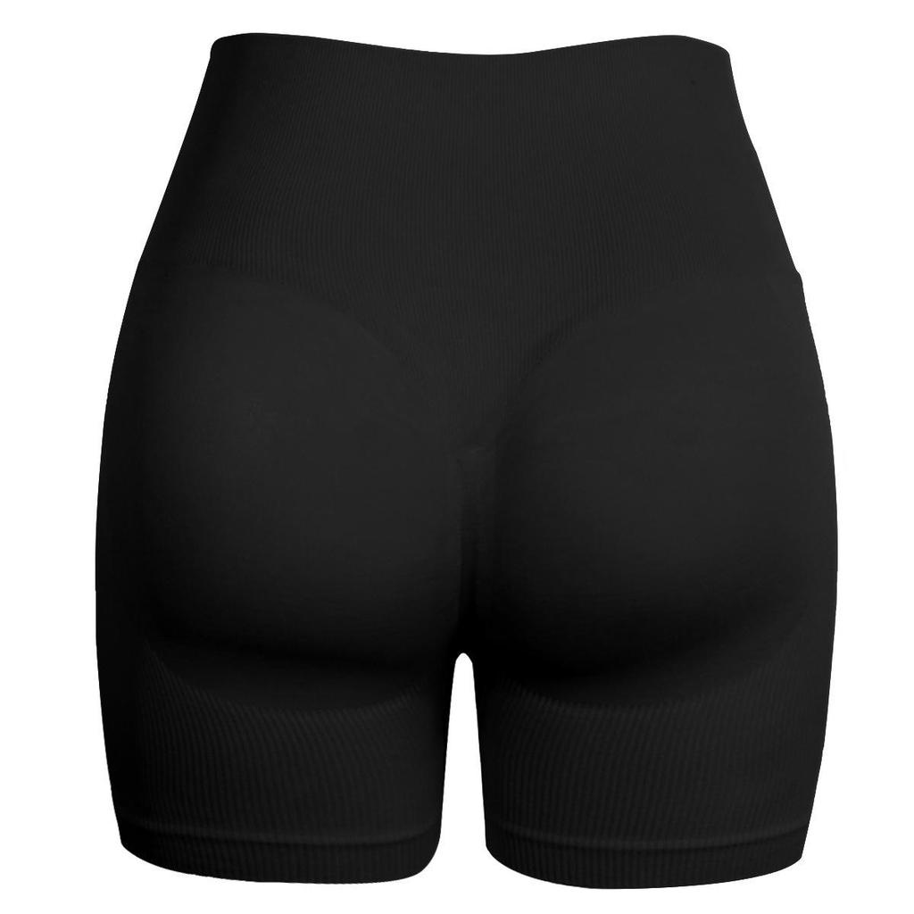Seamless Ribbed Peach Lifting Yoga Shorts—Super Stretch Slimming Three-Quarter Pants for Running and Fitness