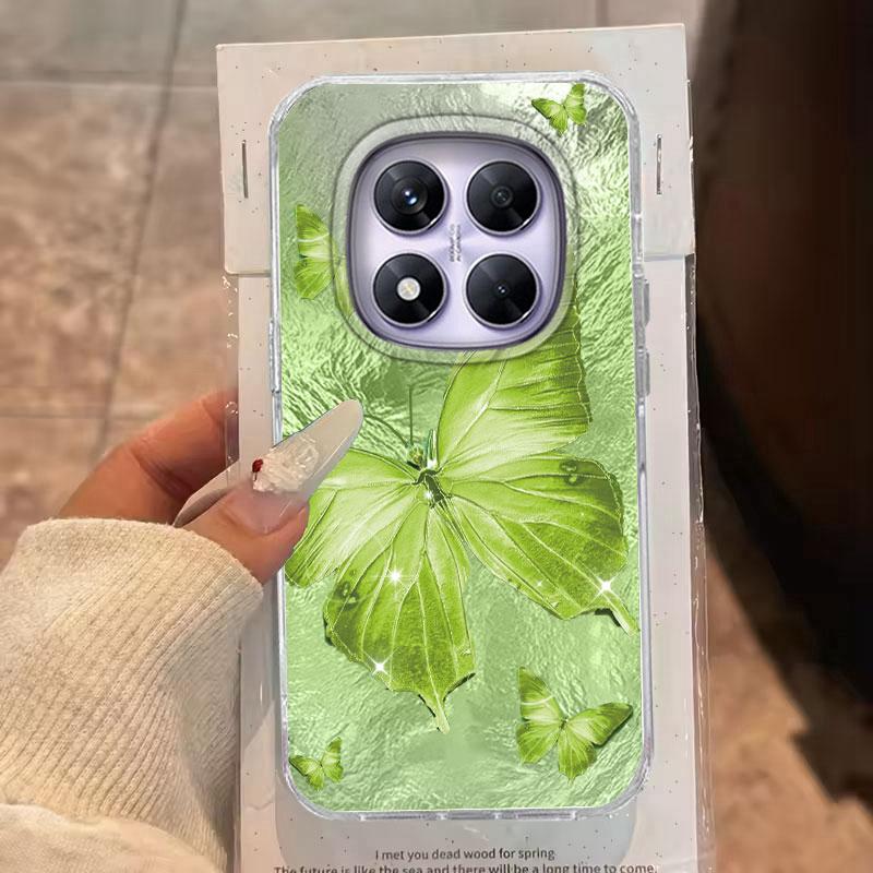 Hülle für Redmi Note 14 Pro Plus 13 Pro 14S 14C 13C A3 Xiaomi 14T 13T Pro Handyhülle Lila Blau Schmetterling für Redmi A5 Weiche Tasche