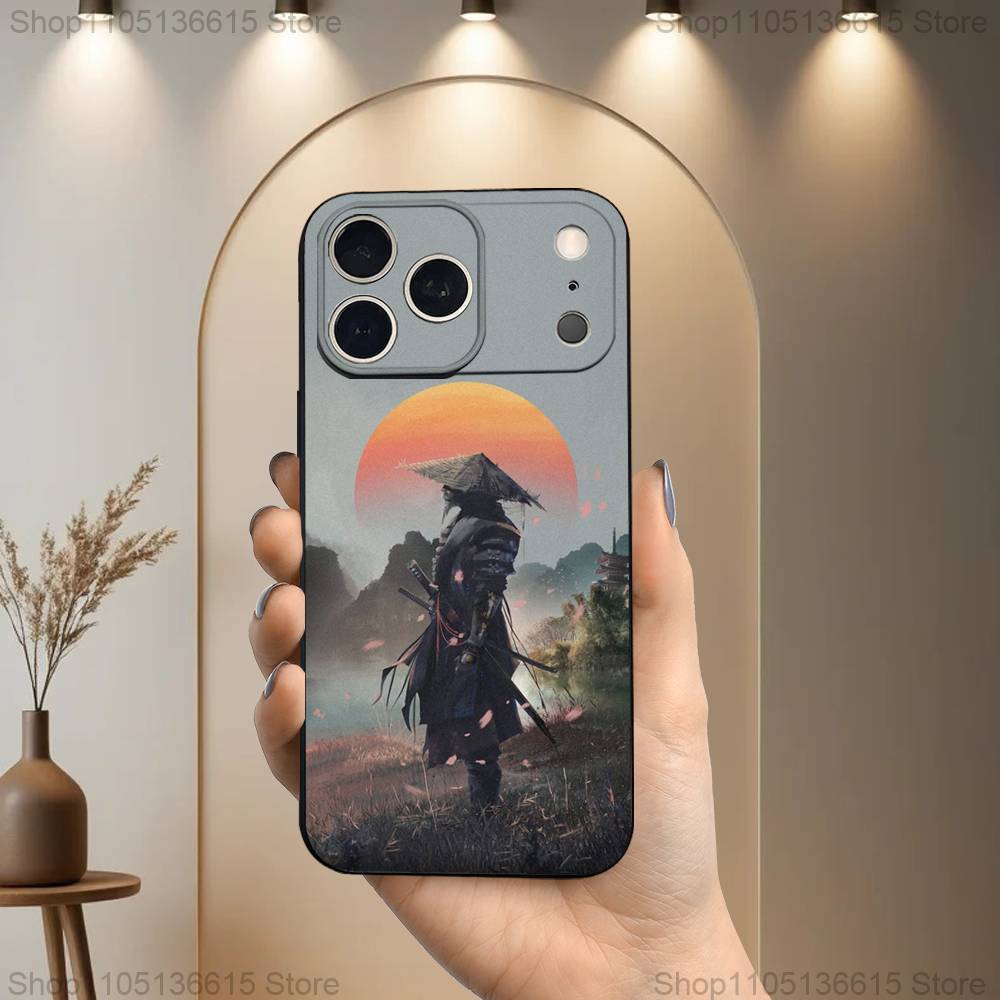 Samurai Art Bushido Phone Case For iPhone 17,16,15,14,13,12,11 Plus,Pro Max,XS,X,XR,SE,Mini,8,7,Soft Silicone Black Cover