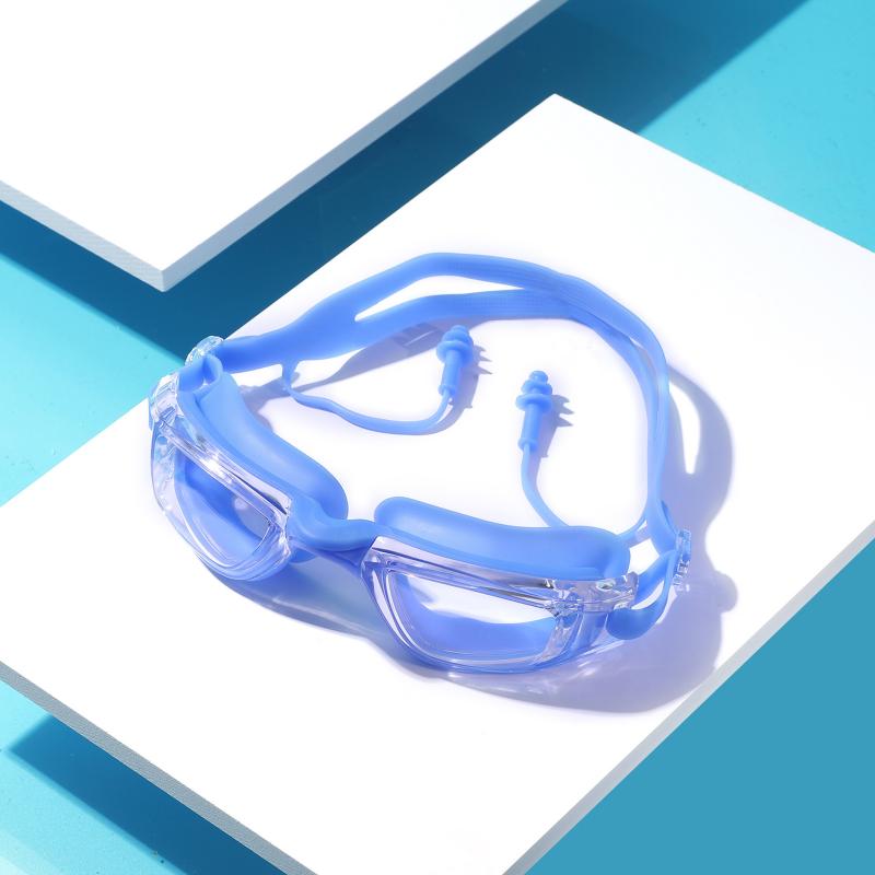 Profesjonalne Gogle Pływackie dla Dorosłych Wodoodporne Przeciwmgielne Ochrona przed UV Płaskie Lustro Gogle do Nurkowania ze Stoperami do Uszu Okulary Pływackie