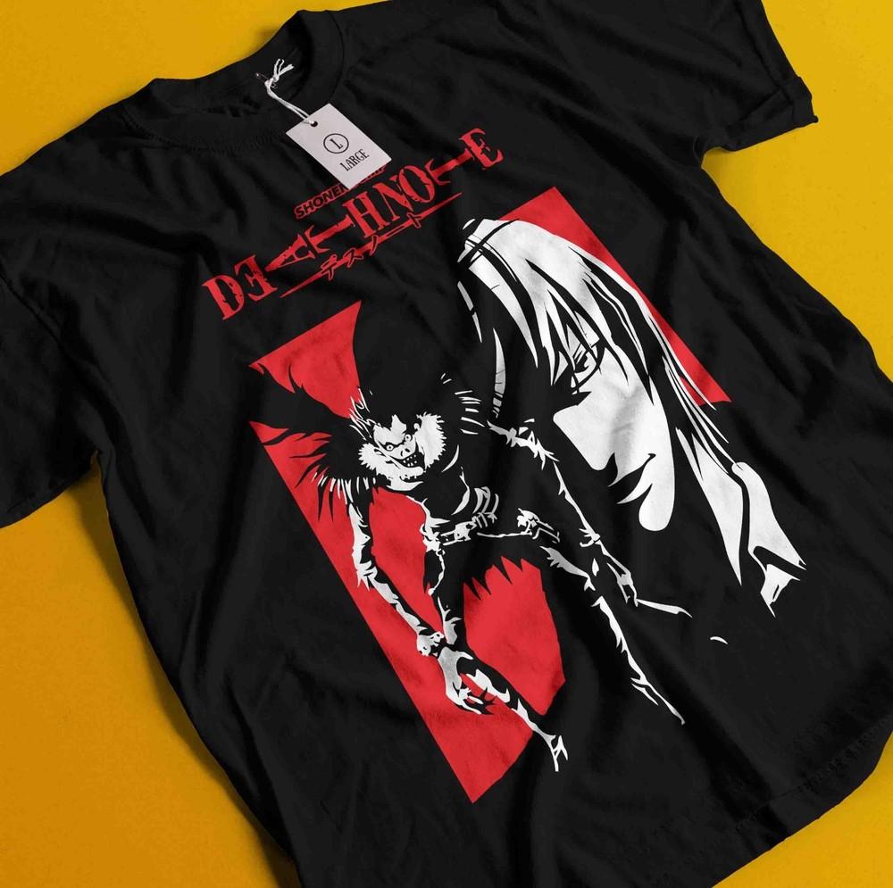 

Death Note Shirt Kira Ryuk T-Shirt L Manga Strip Horror Anime Misa Unisex Tee S