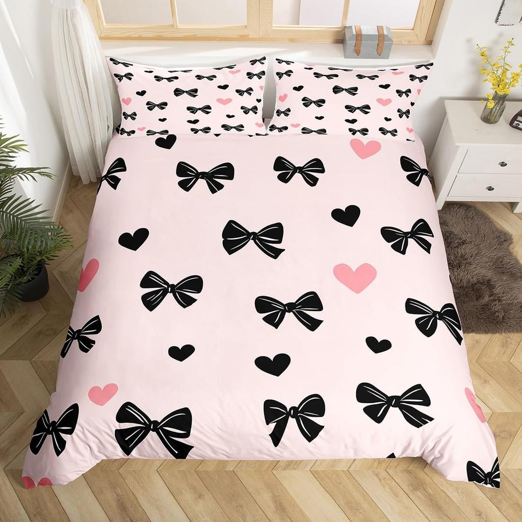 Love Heart Soft Duvet Cover Pink Romantic Beding Set Microfiber Warm Comforter Cover For Young Girls Ten Couple Valentine's Day Weding Decor