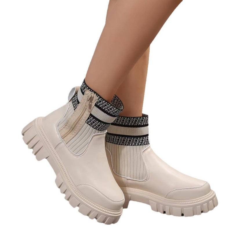 Thick-soled Martin Boots Women's Warm Knitted Thick-soled Martin Boots New