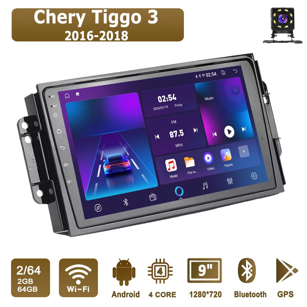 

Android Car-Play Car Radio For Chery Tiggo 3 2016-2018 Multimedia Player Head Unit Stereo GPS Navigation BT WIFI,2+64GB чорний