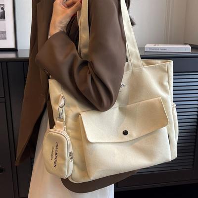 Sac Bandoulière Classique Grand Sac Femmes Nouvel Été Sac en Toile Simple Grande Capacité Cabas Sac de Commute