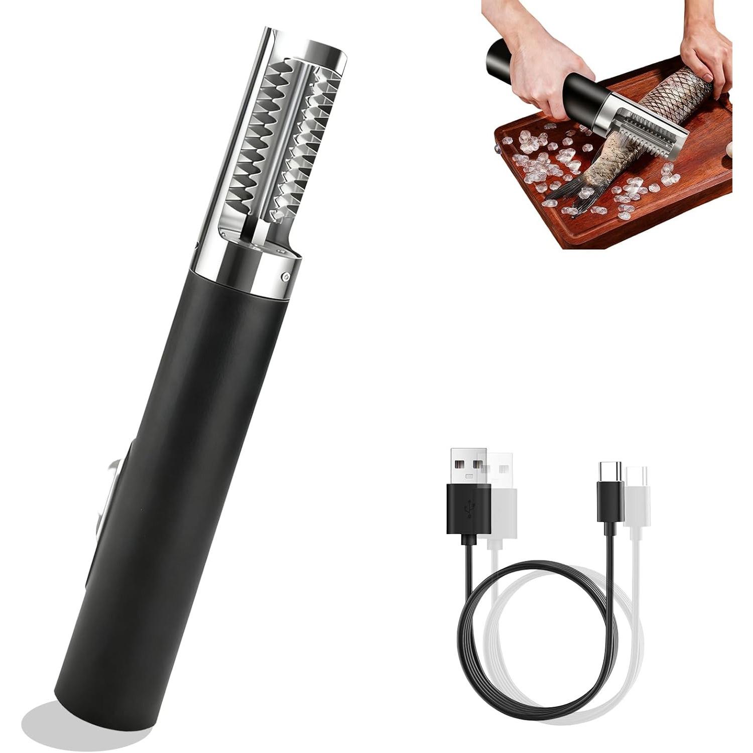 

Electric Fish Scaler, Fish Scale Remover with Stainless Steel Roller Blade, Built-In Rechargeable Battery, Professional Fish Descaler Tool 1-Pack