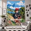 Custom Tapestry Wall Hanging, Kiki's Delivery Service Jiji Personalized Name Text Home Wall Decor