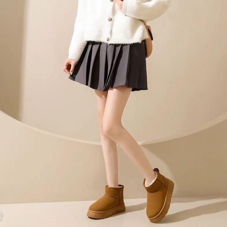 Dicksohlige Anti-Rutsch-Schneestiefel für Damen im Winter Warme Brotschuhe mit zusätzlichem Samt und dicker Baumwolle Schuhe für einen Fuß