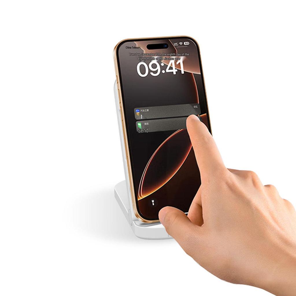 Foldable 15W Dual Coil Wireless Charger - Fast Charging for All Compatible Phones