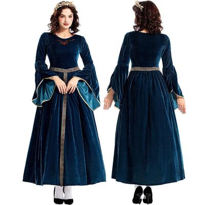 Vintage Medieval Queen Bell Sleeve Halloween Costume Dress