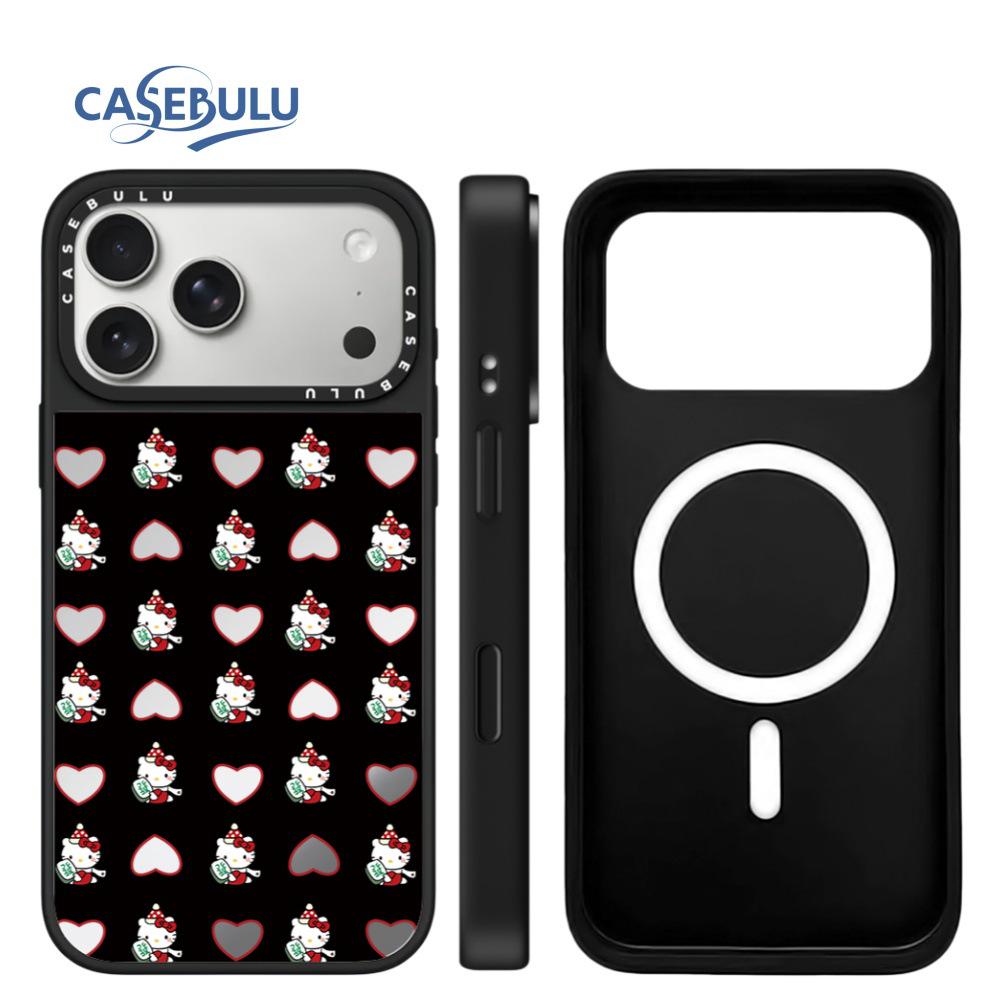 Heart-Shaped KT Cat Mirror Case for iPhone 15/16/17 Pro Max