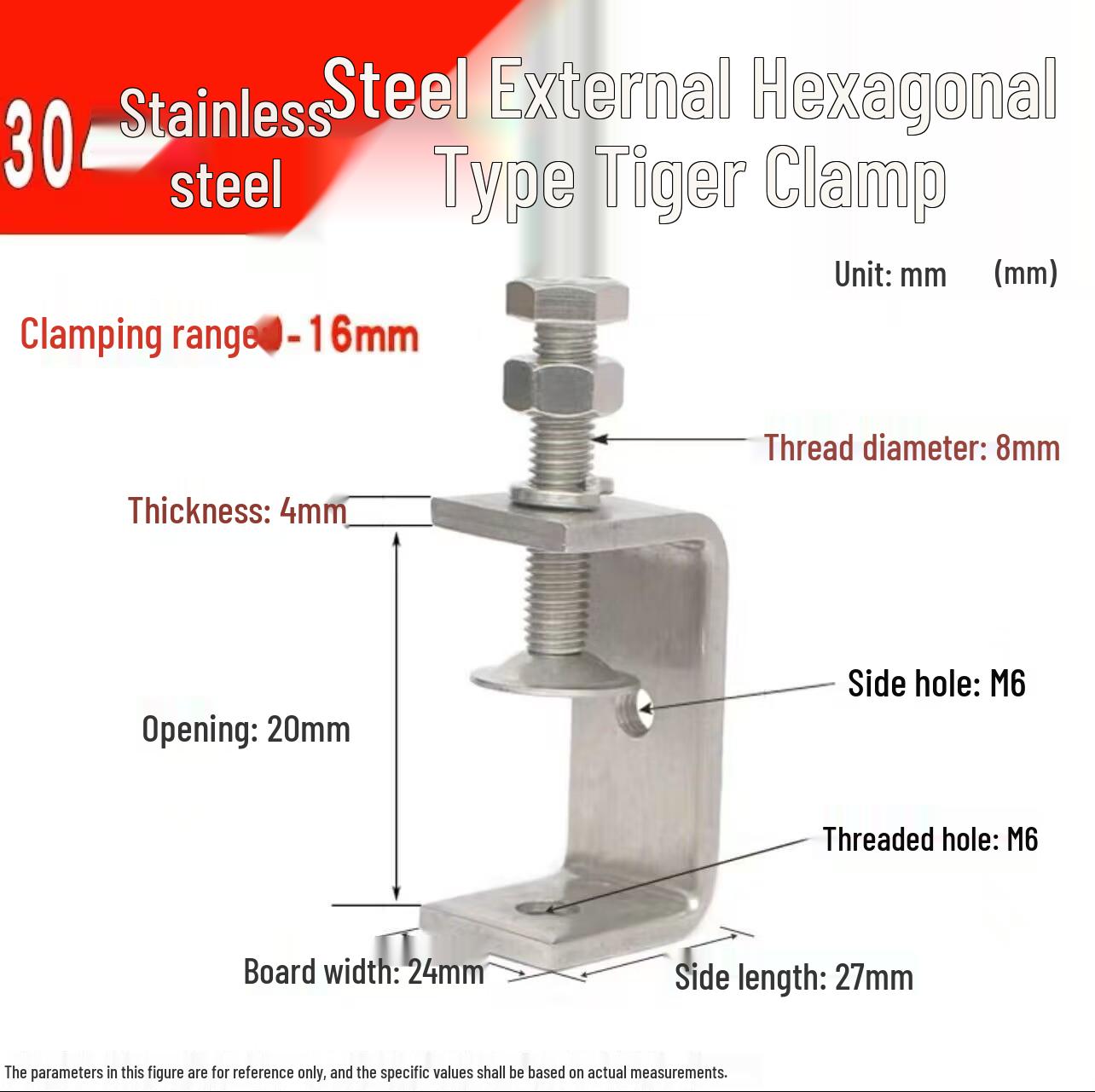 304 Stainless Steel Hand-Tightened U-Type/C-Type Pipe Clamp Fixture