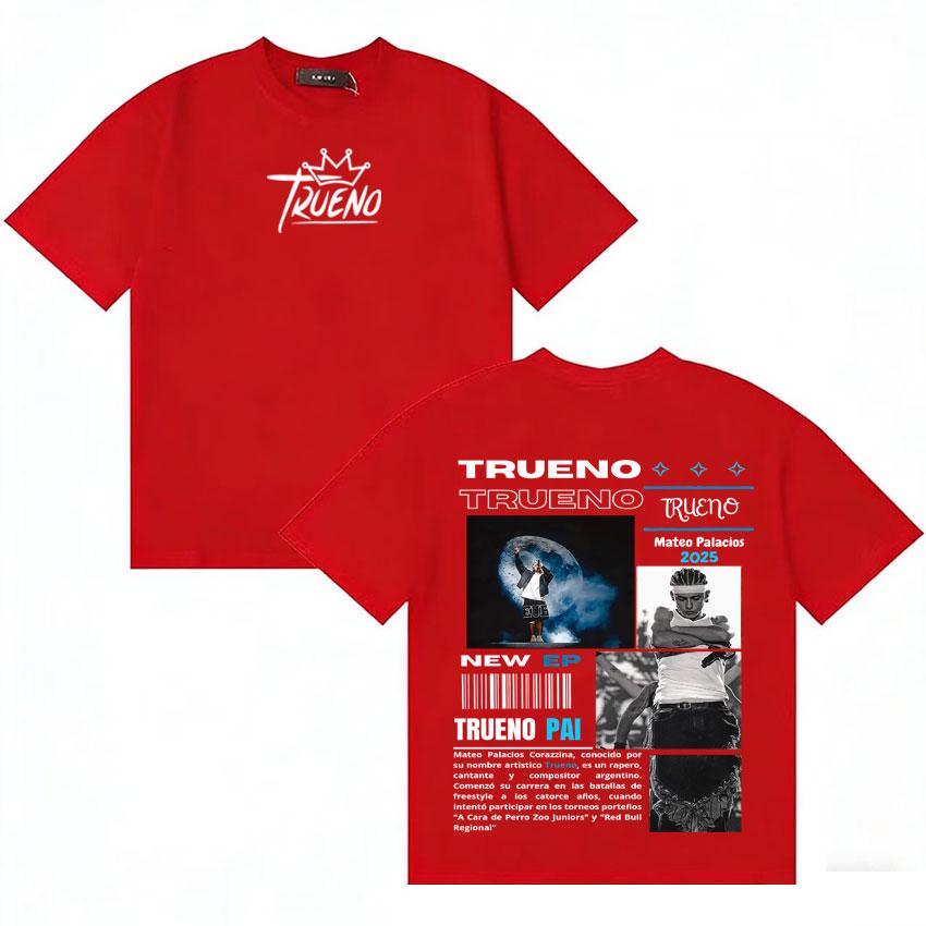 

Rapper Trueno New Album Tshirt Unisexs Women Punk Short Sleeve Tee Shirt Aesthetic Fans Music Cotton Oversized Tshirts Streetwear S