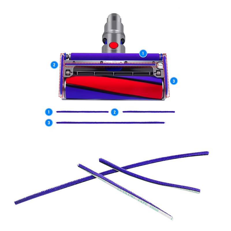 Soft Plush Strips Replacement Set For V6 V7 V8 V10 V11 V15 Vacuum Cleaner Roller Accessories Wear Resistant Stripes