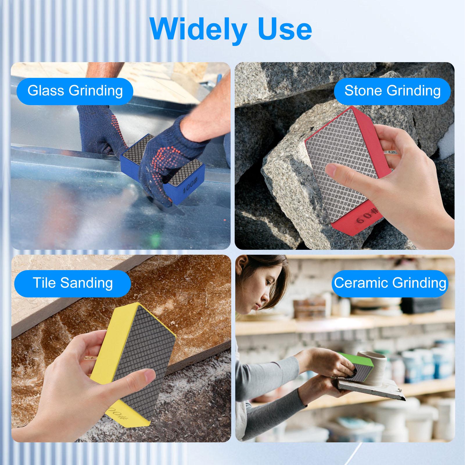 

Diamond Hand Polishing Pads Set Sanding Block Sharp Glass Grinding Polishing Pad Hand Held Sanding Block for Stone