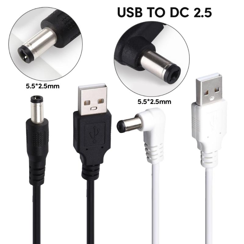 USB To DC5.5x2.5mm Adapter Cable Safe Charging Power Cable DC5.5x2.5 Cable Straight / Curved Head Multiple Protections