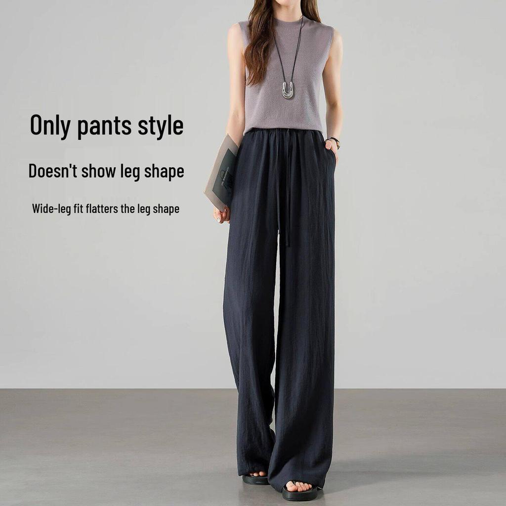 Tencel Linen Wide-Leg Women's Pants Summer 2026 - Lightweight, Cool Ice Silk Casual Design by Yamamoto.