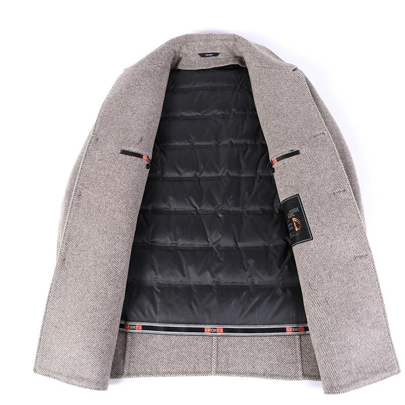 Winter double-sided cashmere coat for men, mid-length thickened suit collar woolen coat, middle-aged woolen coat