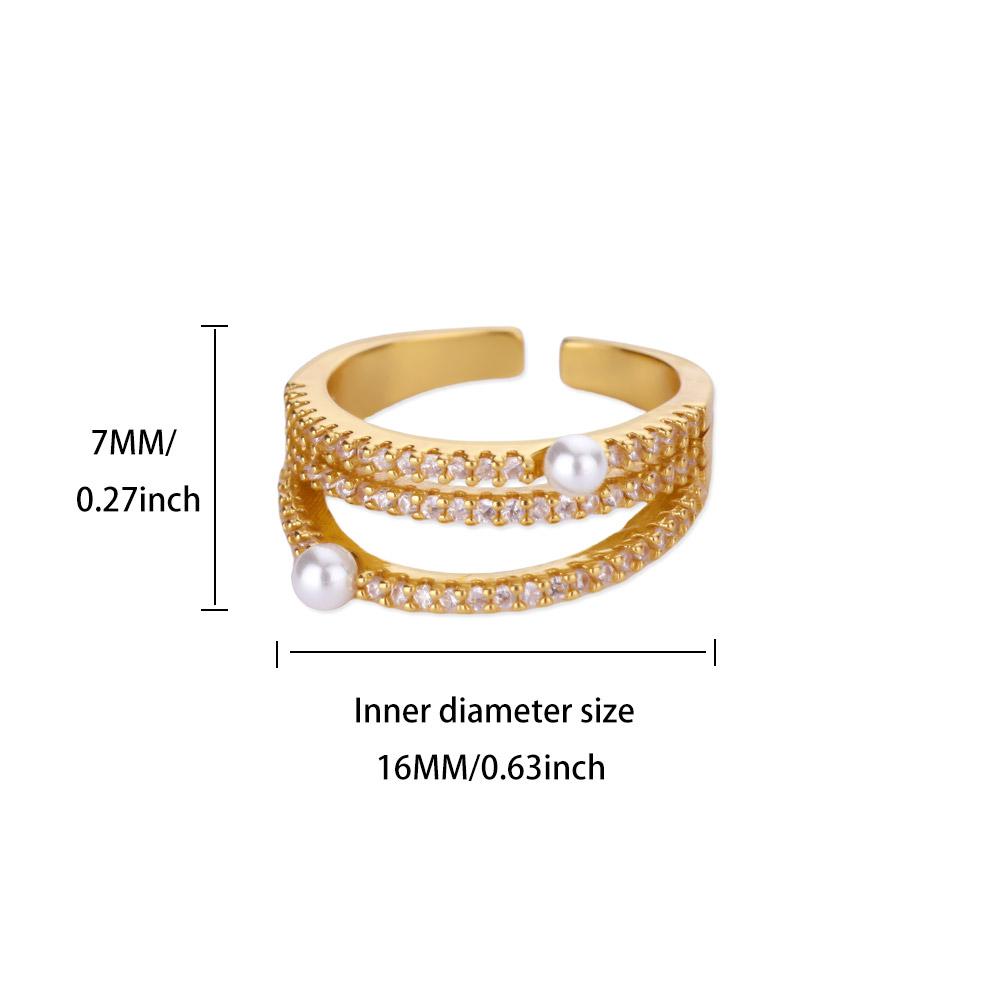 Luxury Bow Stainless Steel Rings for Women Cubic Zirconia Golden Ring Artificial Pearl Wedding Jewelry Fashion Accessories Gifts