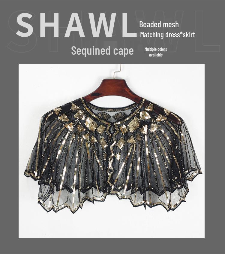 Damen Sommer Pailletten Mesh Schal - Aushöhlen Perlenmode Europäisch Amerikanisch Schulterwickel Sonnenschutz Strickjacke Weste