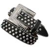 New European and American PU Leather Trousers Belts with Personalized Trendy Square Buckles Rhinestone Belts In The West