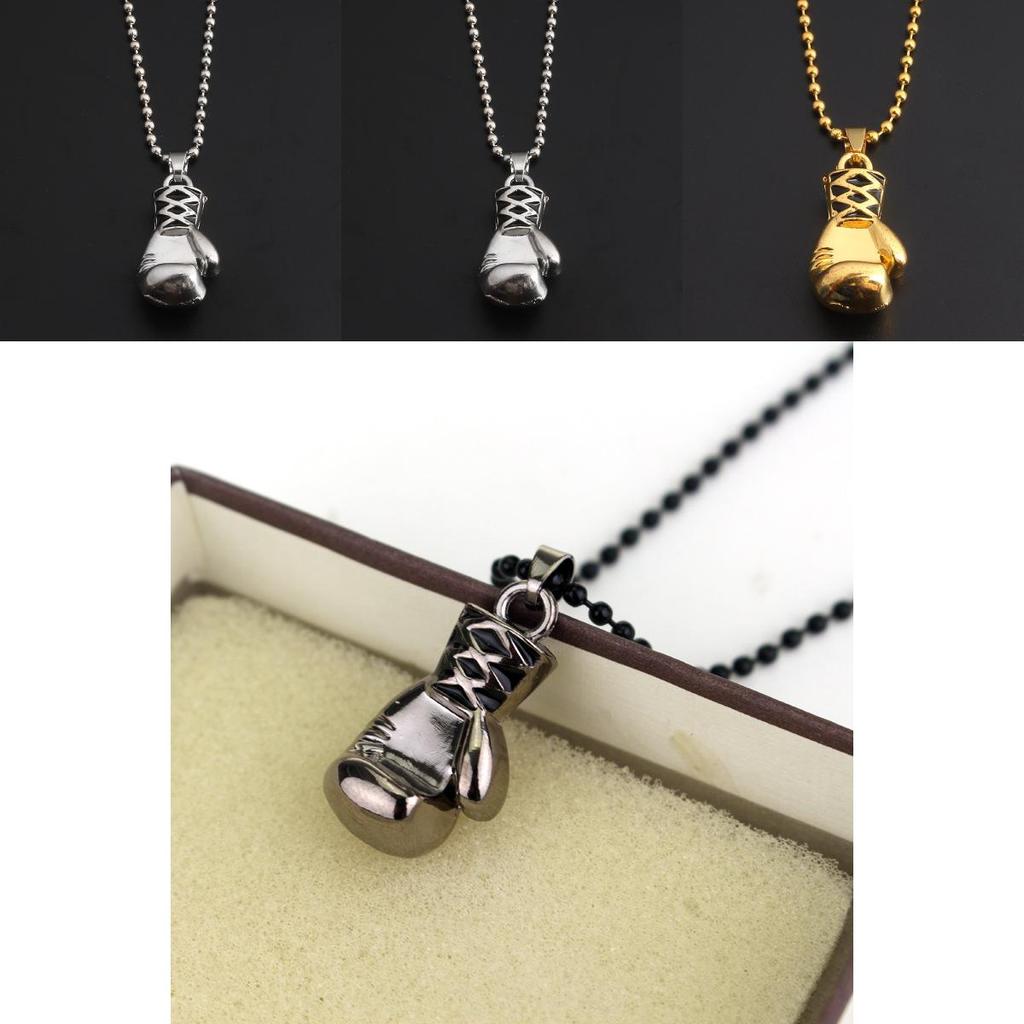 Geometric Punk Style Metal Pendant Necklace With Boxing Glove Charm For Men And Women