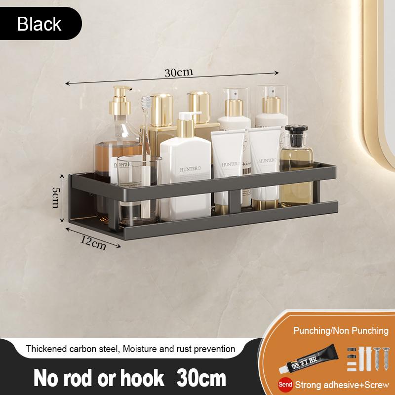 Bathroom Storage Rack Non Perforated Wall Mounted Towel Rack Bathroom Washbasin Cosmetics Storage Rack Wrought Iron Material